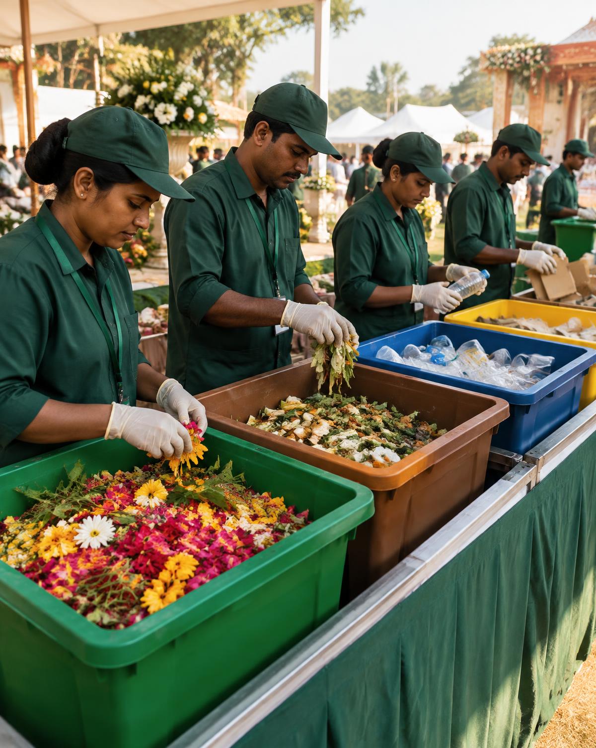 Materials being carefully separated after an event